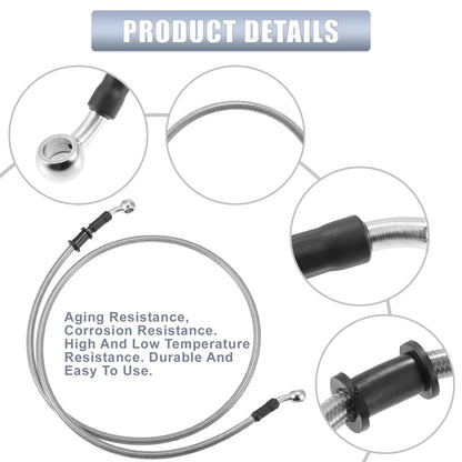Brake Line 47.24" 10mm ID Motorcycle Hydraulic Hose Cable Silver Tone for Bike