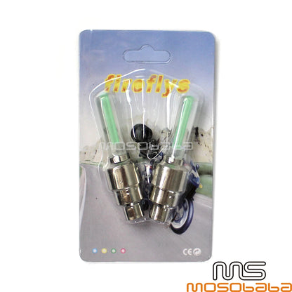 Green LED Flash Neon Lamp Wheel Tire Rim Valve Caps for Motorcycle
