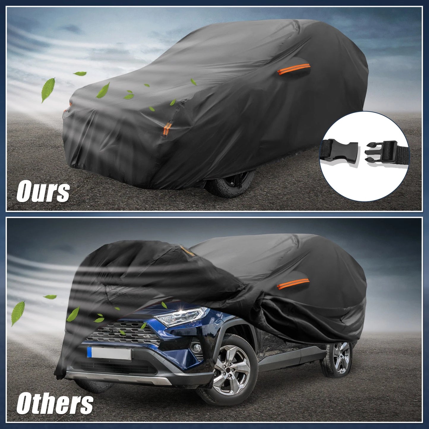 Waterproof Aluminum Film Car Cover for Toyota RAV4 (2012-2022) Black