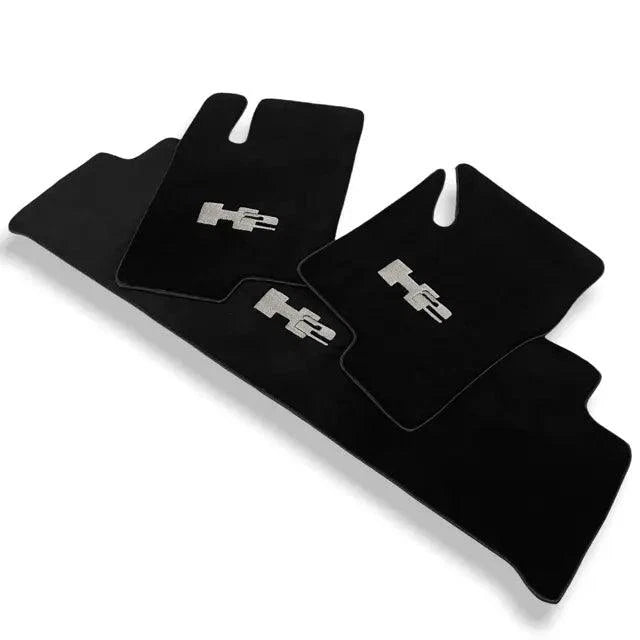 Black Floor Mats for Hummer H2 Tailored Carpets with H2 Emblem (2003-2009)