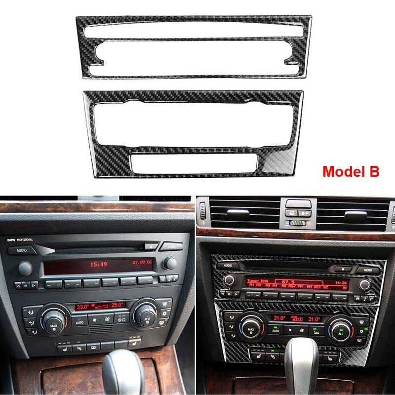 Carbon Fiber Center Console CD Player Panel Cover Trim fit For BMW 3 E90 05-12
