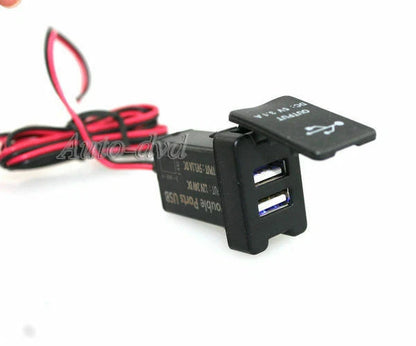 2.1A Dual USB Port Socket Plug Phone Charger Audio Input Original Fit for Toyota