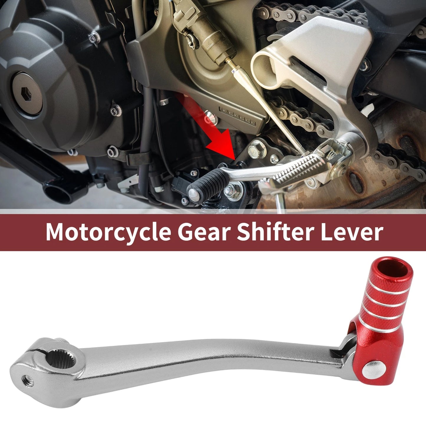 Folding Motorcycle Gear Shifter Lever Titanium Tone Red for Bosuer 125