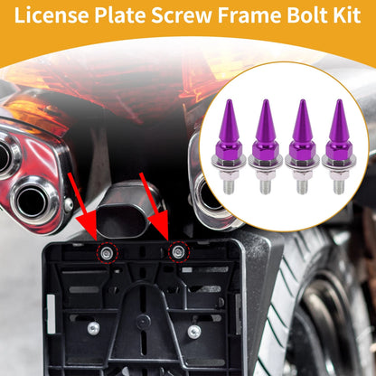 License Plate Screws Cover M6 54mm Purple 4 Pcs for Universal Motorcycle
