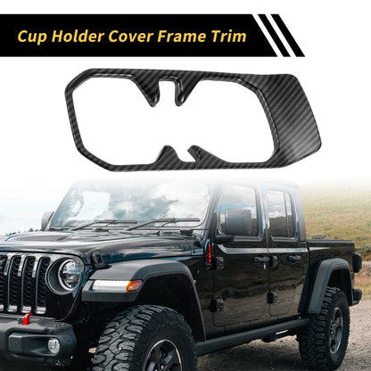 Cup Holder Cover Trim for Jeep Gladiator JT (2020-2023) - Carbon Fiber Black