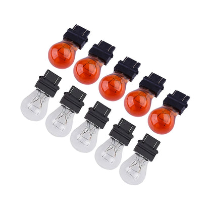 10Pc 3157 Clear Amber Turn Signal Parking DRL Light Bulbs for Car