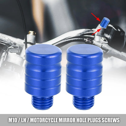 Mirror Hole Plug Cap Screw Blue 2 x M10x1.25 for Motorcycle
