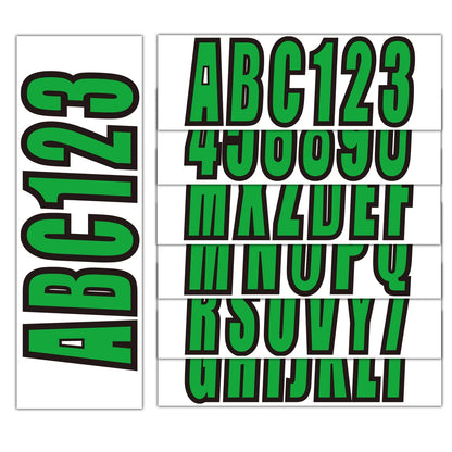 Green Boat Registration Decals A-Z/0-9 Set
