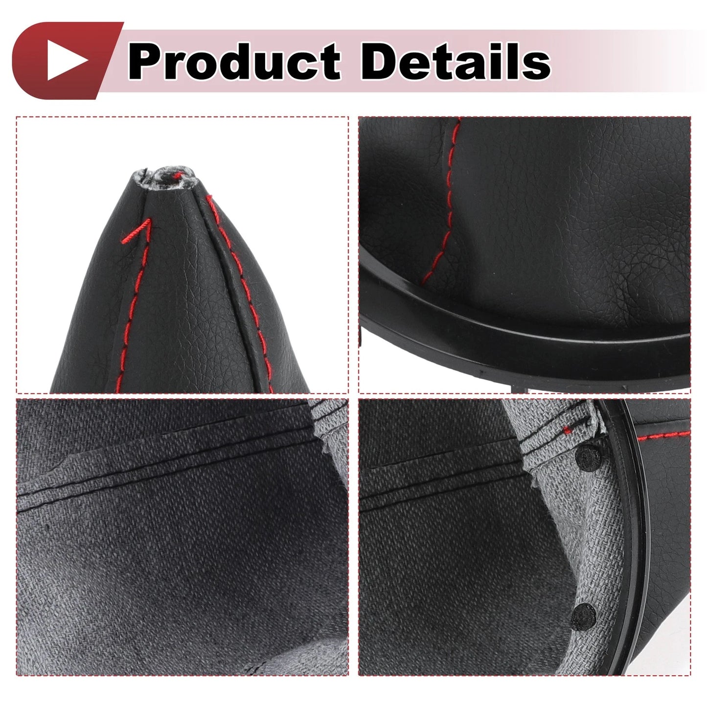 Black Red Faux Leather Gear Shift Gaiter for Suzuki Swift (2005-2010)