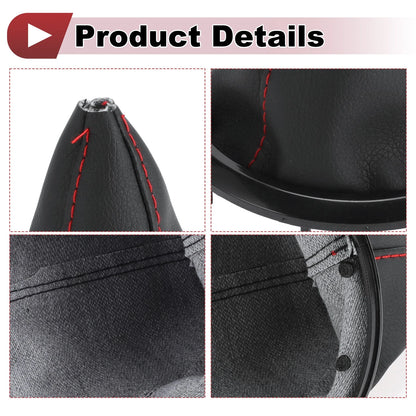 Black Red Faux Leather Gear Shift Gaiter for Suzuki Swift (2005-2010)