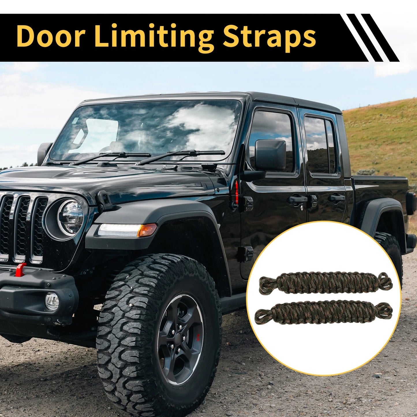 2 x Door Limiting Straps for Jeep Wrangler TJ JK (2007-2018) - Green Camouflage