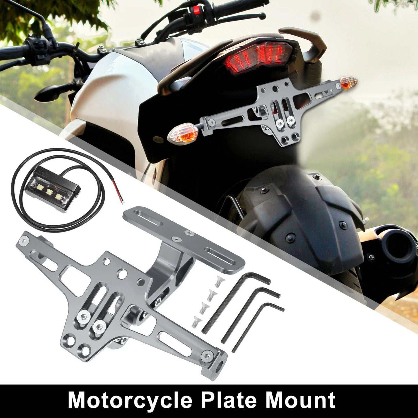 License Plate Holder Turn Signal Rear Light Bracket for Motorcycle