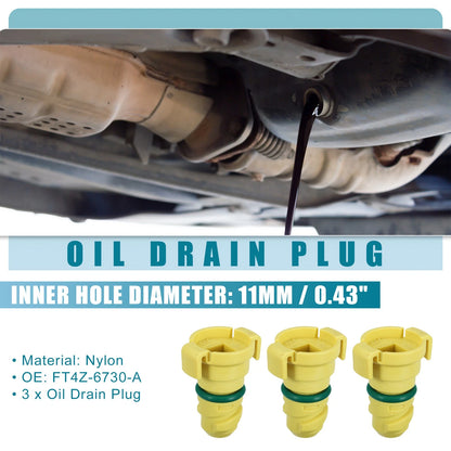 Engine Oil Drain Plug for Ford Mustang 2015-2020 - Set of 3