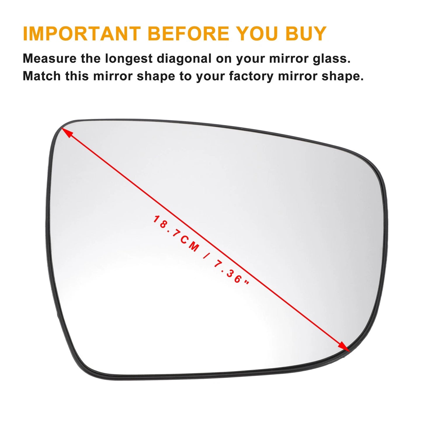 Right Side Heated White Mirror Glass for Nissan Juke (2014-2020)
