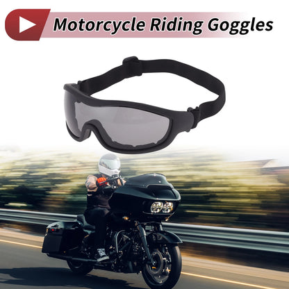 Motorcycle Riding Goggles Gray Lens Black Frame PC PU Cycling Sunglasses