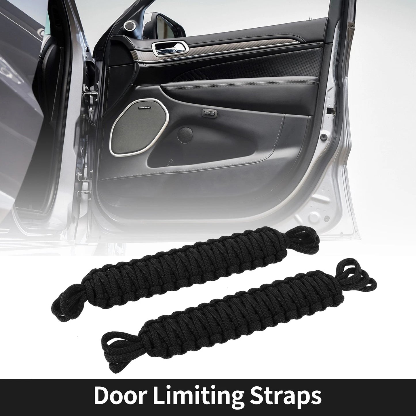 2 x Door Limiting Straps for Jeep Wrangler TJ JK JKU (2007-2018) Black