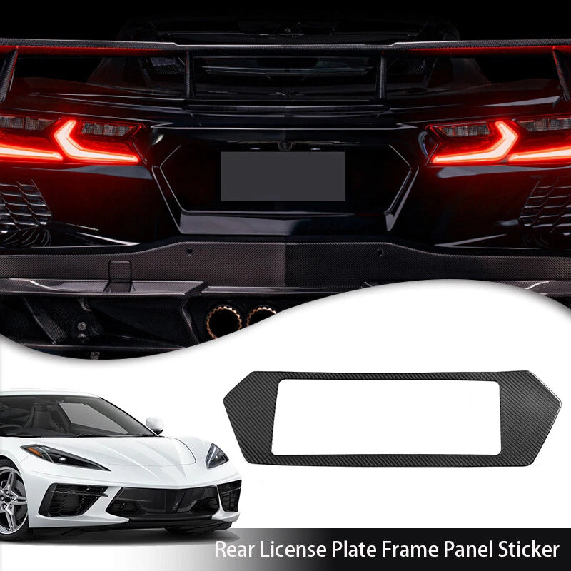 Carbon Fiber Rear License Plate Frame Trim for Corvette C8 (2020-2024)