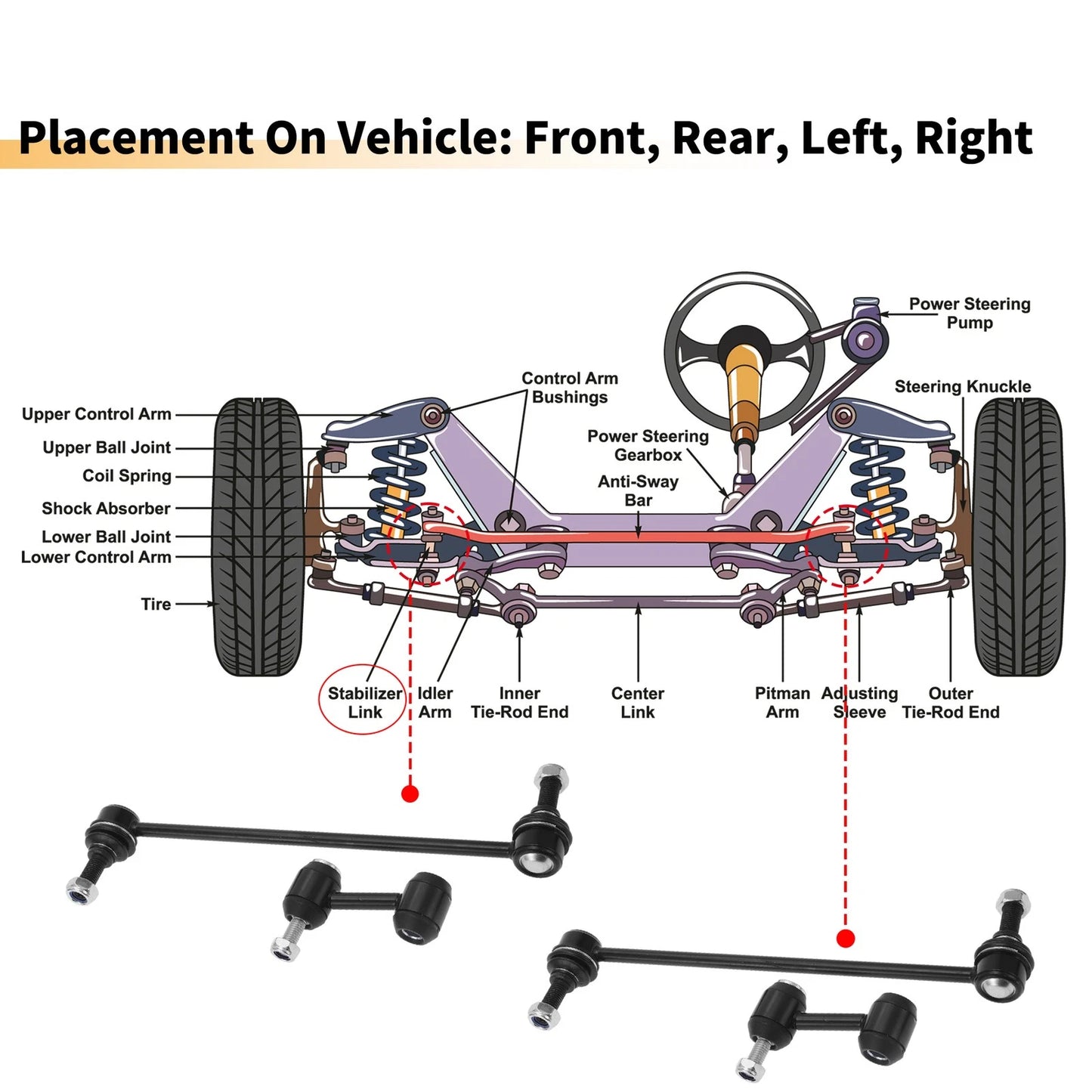 4x Front & Rear Stabiliser Sway Bar Links for Buick Regal (2012-2012)