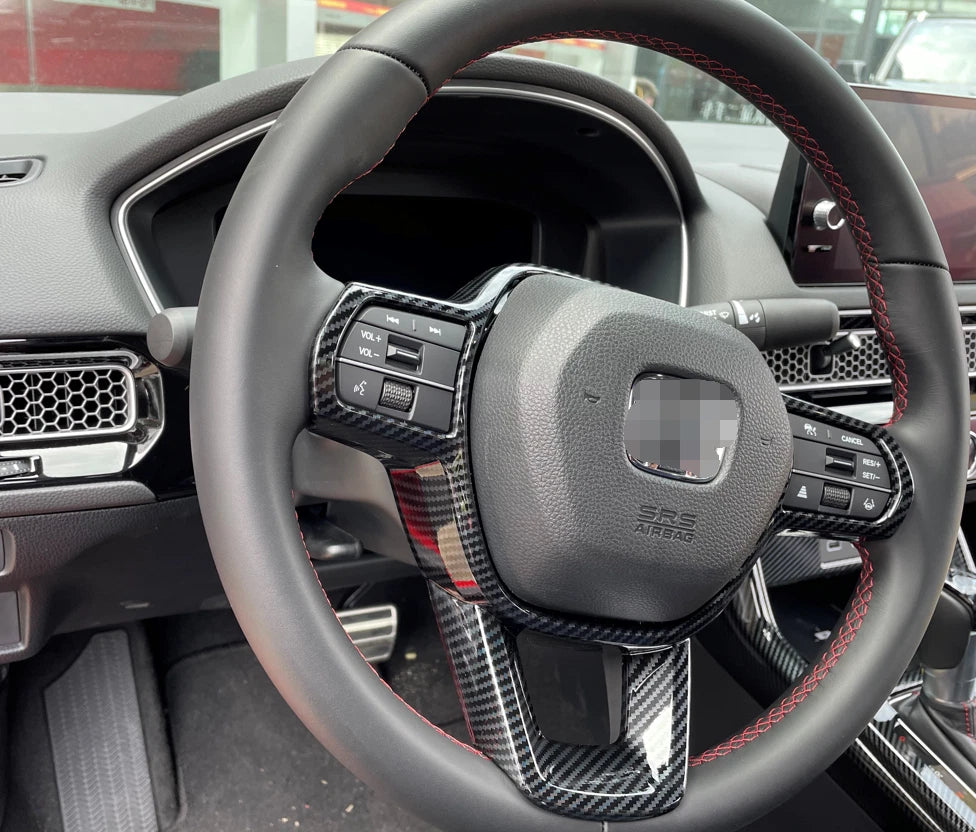 Steering Wheel Carbon Fiber Cover Trim for 2022-2023 Honda Civic Sedan
