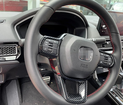 Steering Wheel Carbon Fiber Cover Trim for 2022-2023 Honda Civic Sedan