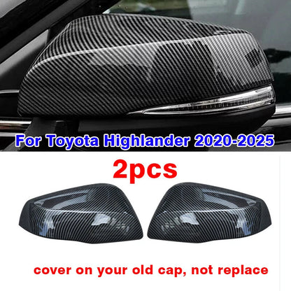Carbon Fiber Rearview Mirror Cover Trim for Toyota Highlander (2020–2025)