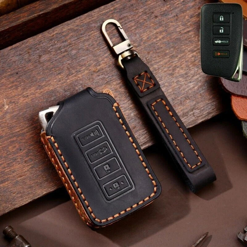 Black Leather Car Remote Key Case Cover for Lexus IS/GS/RX/ES/NX/LS/RC/LX (2015–2023)