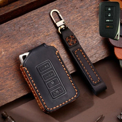 Black Leather Car Remote Key Case Cover for Lexus IS/GS/RX/ES/NX/LS/RC/LX (2015–2023)