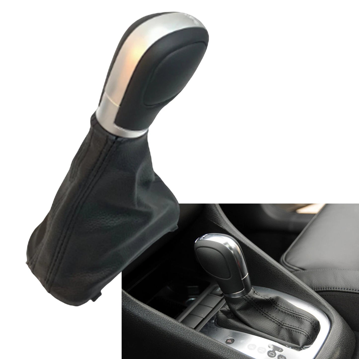 Gear Shift Button Leather Rootwood for VW Golf 6 (2008-2011)