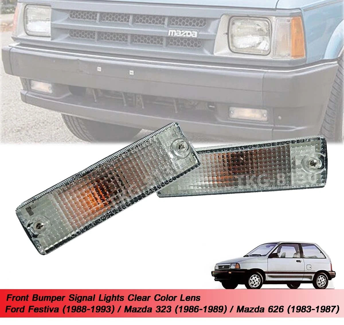 Clear Lens Front Bumper Light for Ford Festiva, Mazda 323, 626 (88-93)