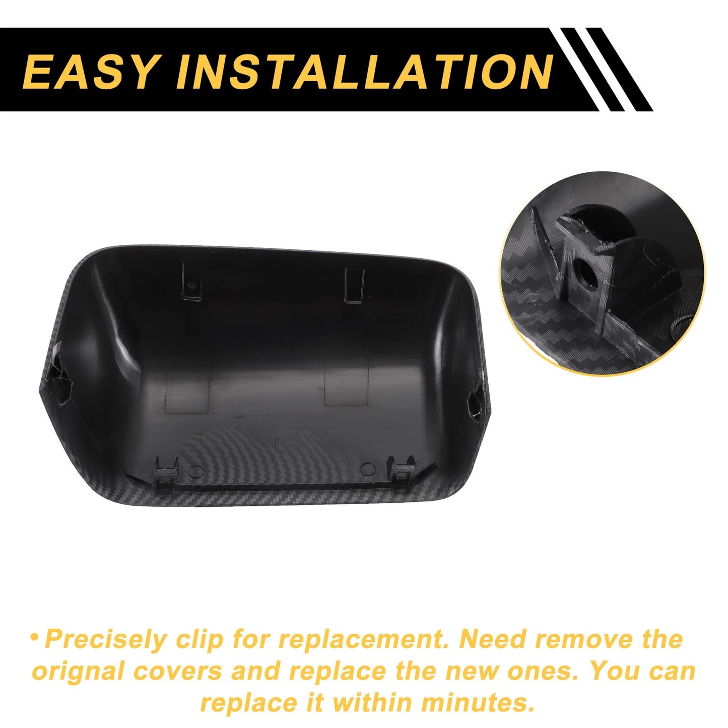 Rearview Mirror Cover Cap  Black Carbon Fiber for Ford Excursion, F150, F250 (2000-2005)