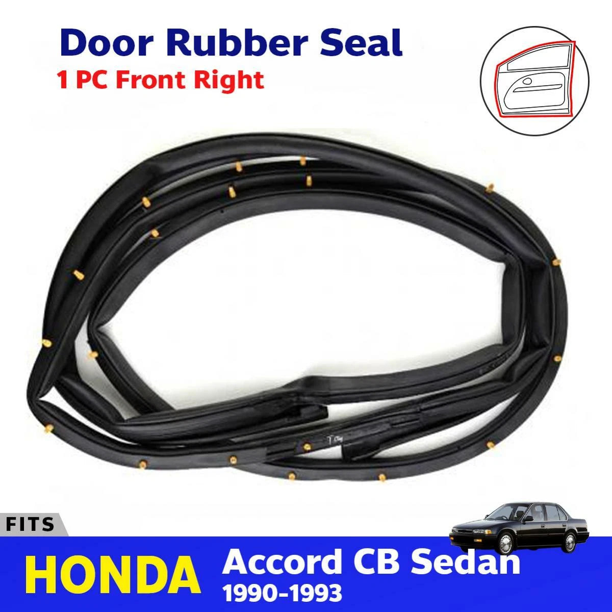 Door Rubber Seal Weatherstrip Front Right Fits Honda Accord CB 4D Sedan 1990-93
