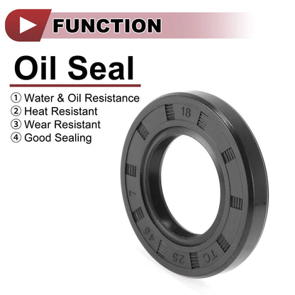 Rotary Shaft Seal 25x45x7mm Nitrile 70 Durometer Rubber Black 5 Pcs