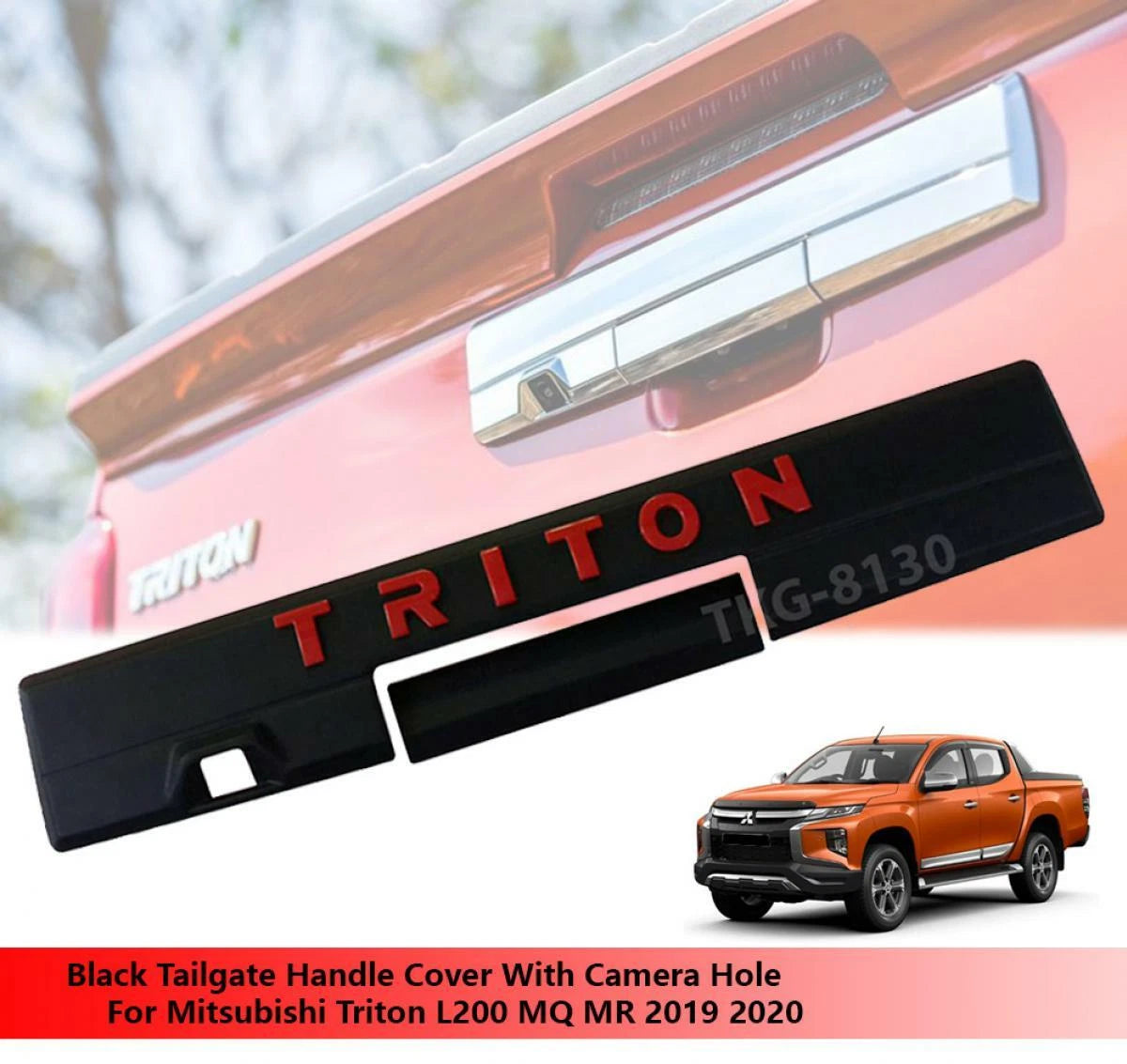 Black Tailgate Handle Cover for Mitsubishi L200 Triton (2019-2020)