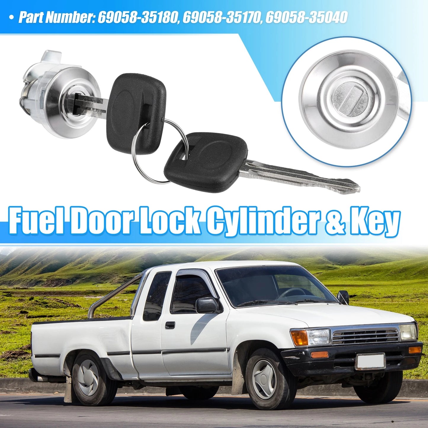 Fuel Door Lock Cylinder Set w/ Key for Toyota 4Runner Pickup (1991-1995)
