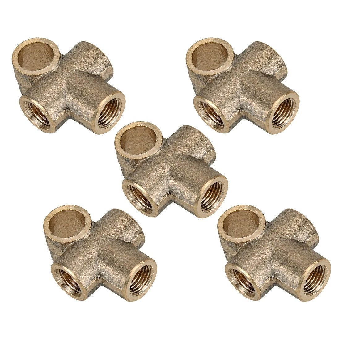 5 x Brake Line Pipe Brass T 3-Way Female Thread Distributor