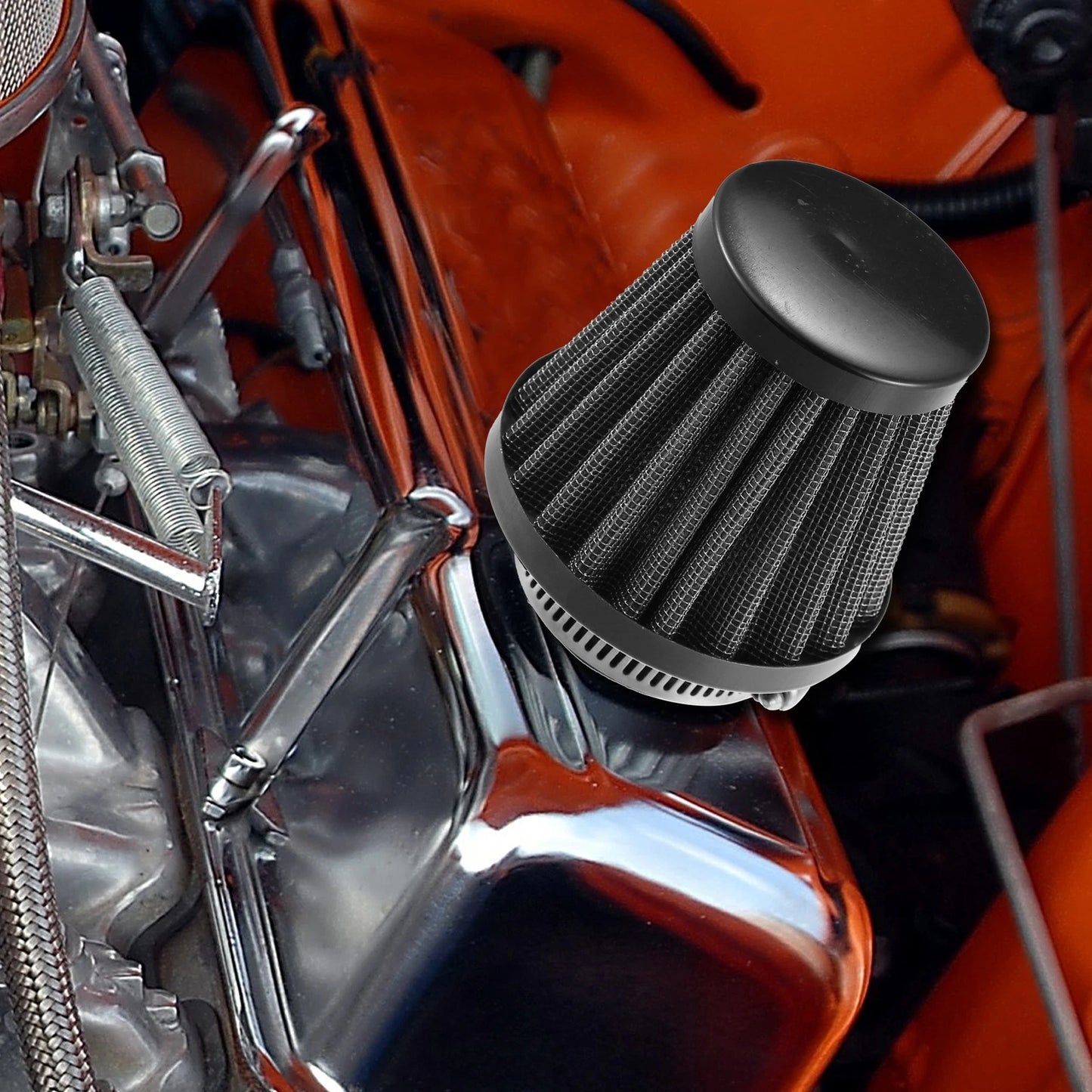 Air Filter Cleaner / 45mm / Round Tapered Black for Motorcycle