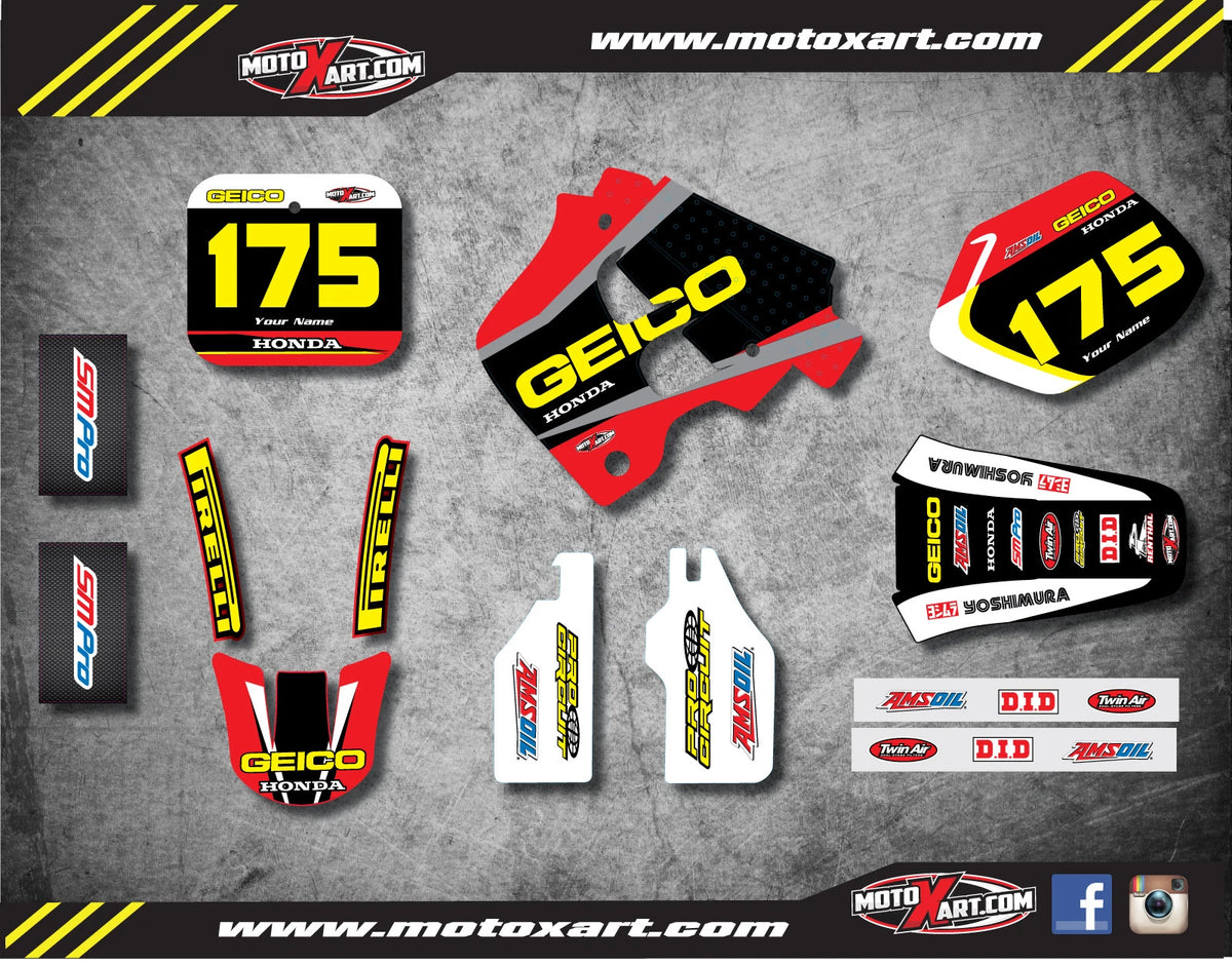 Sonic Style Full Graphic Kit Stickers for Honda CR 250 (1997-1999)