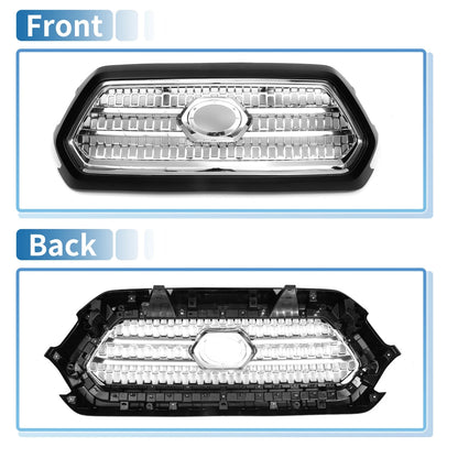 Hood Bumper Grille for Toyota Tacoma (2016-2020) Chrome Silver Black