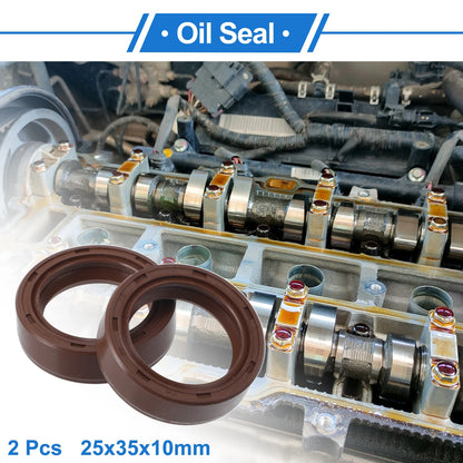 Oil Seal 25x35x10mm FKM Rubber Brown 2 x
