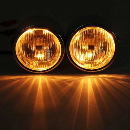 Black Twin Headlight Dual Lamp for Universal Motorcycle Street Fighter