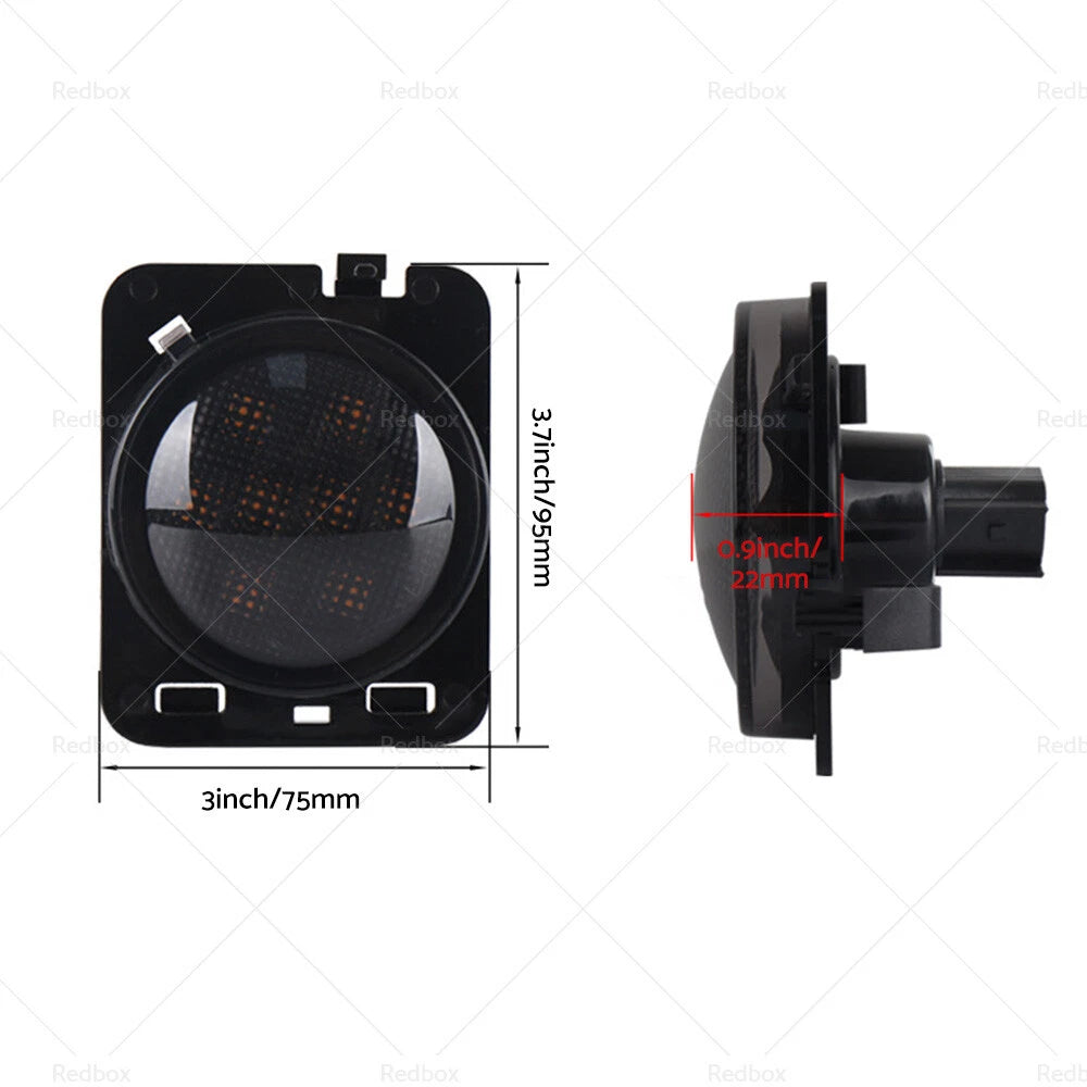 Front Fender LED Side Marker Light Smoke Lens for Jeep JK (2007-2018)