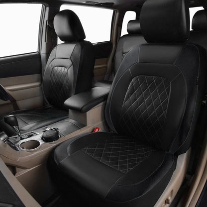 Full Set PU Leather Front Seat Covers for Car - Black