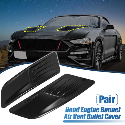 Front Hood Engine Air Vent Cover Glossy Black for Ford Mustang (2015-2017)