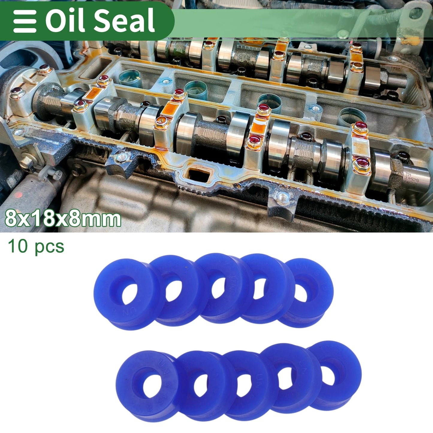 Oil Seal 8x18x8mm TPU High Pressure Blue 10 Pcs