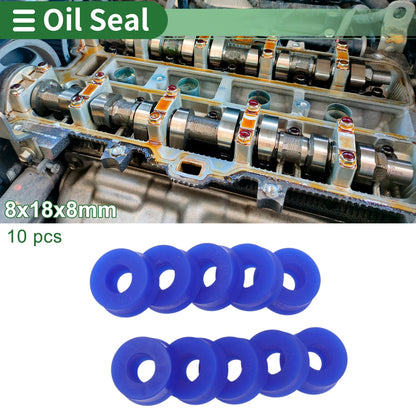 Oil Seal 8x18x8mm TPU High Pressure Blue 10 Pcs