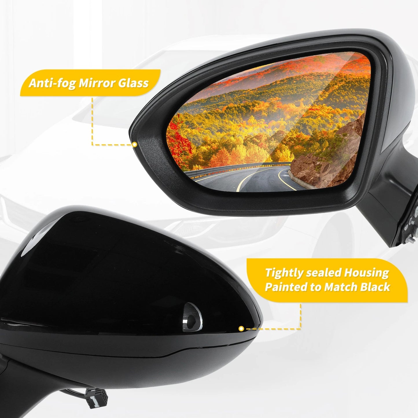 Left Side Door Mirror Gloss Black for Chevy Cruze (2016 - 2019)