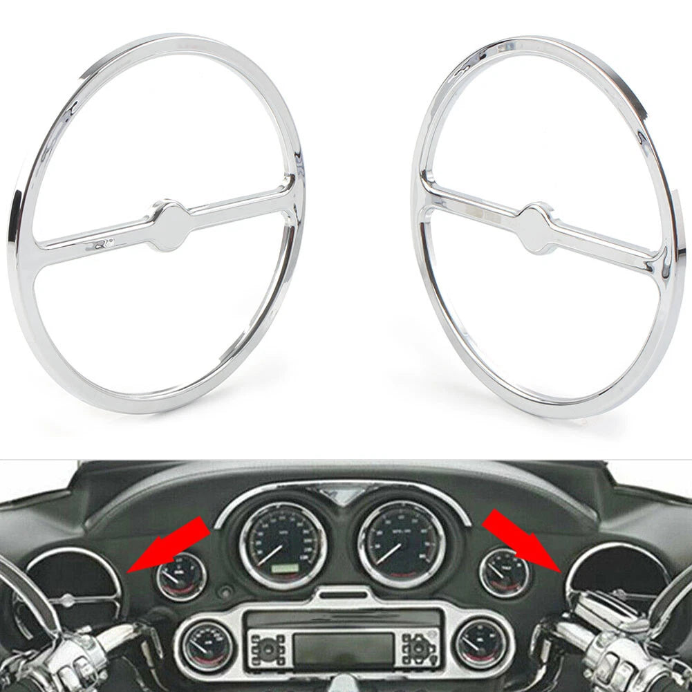 Chrome Speaker Trim Ring Covers for Harley Electra Tri Glide (2014-2023)