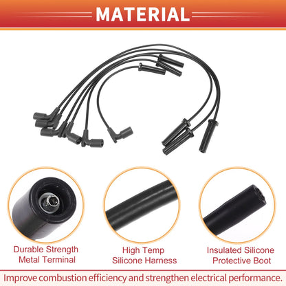 6 x Spark Plug Wire Ignition Coil Cables for Chevrolet Impala (2006-2009)