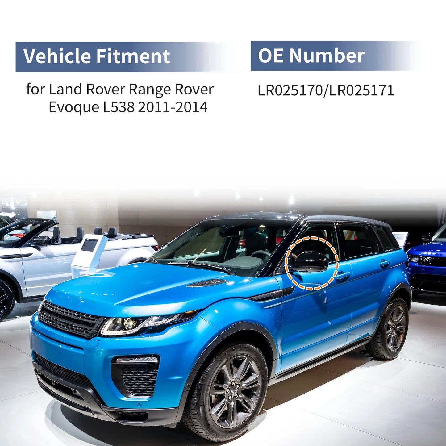 Left Right Mirror Cover Caps for Land Rover Range Rover Evoque (2012-2020)