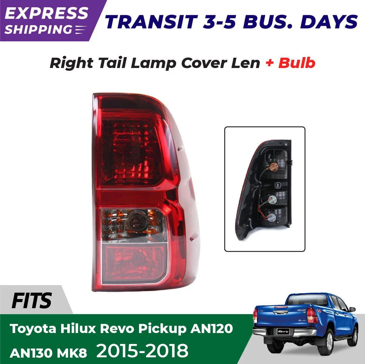 RH Tail Light Lamp Red Fits Toyota Hilux Revo SR5 AN120 M80 Pickup 2015-19 D06